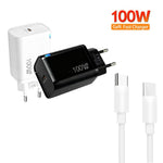 TE-PD46 GaN 100W PD 45W 완전 호환 충전기 및 타입-C to 타입-C 데이터 케이블, 유럽 플러그