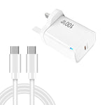 TE-PD46 GaN 100W PD 45W 완전 호환 충전기 및 타입-C to 타입-C 데이터 케이블, 영국 플러그