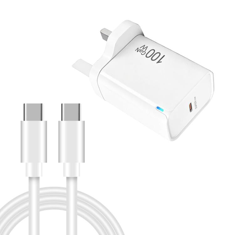 TE-PD46 GaN 100W PD 45W 완전 호환 충전기 및 타입-C to 타입-C 데이터 케이블, 영국 플러그