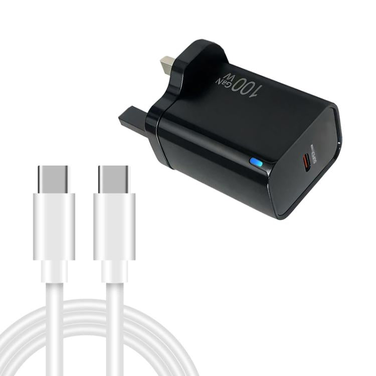 TE-PD46 GaN 100W PD 45W 완전 호환 충전기 및 타입-C to 타입-C 데이터 케이블, 영국 플러그