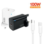 TE-PD46 GaN 100W PD 45W 완전 호환 충전기 및 타입-C to 타입-C 데이터 케이블, 영국 플러그