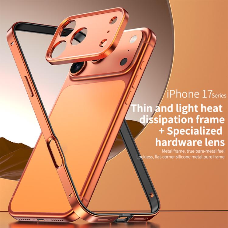 알루미늄 합금 하이브리드 실리콘 엣지 얇은 쿨링 폰 프레임 케이스 메탈 렌즈 프레임 포함, iPhone 17 Pro Max용, iPhone 17 Pro용