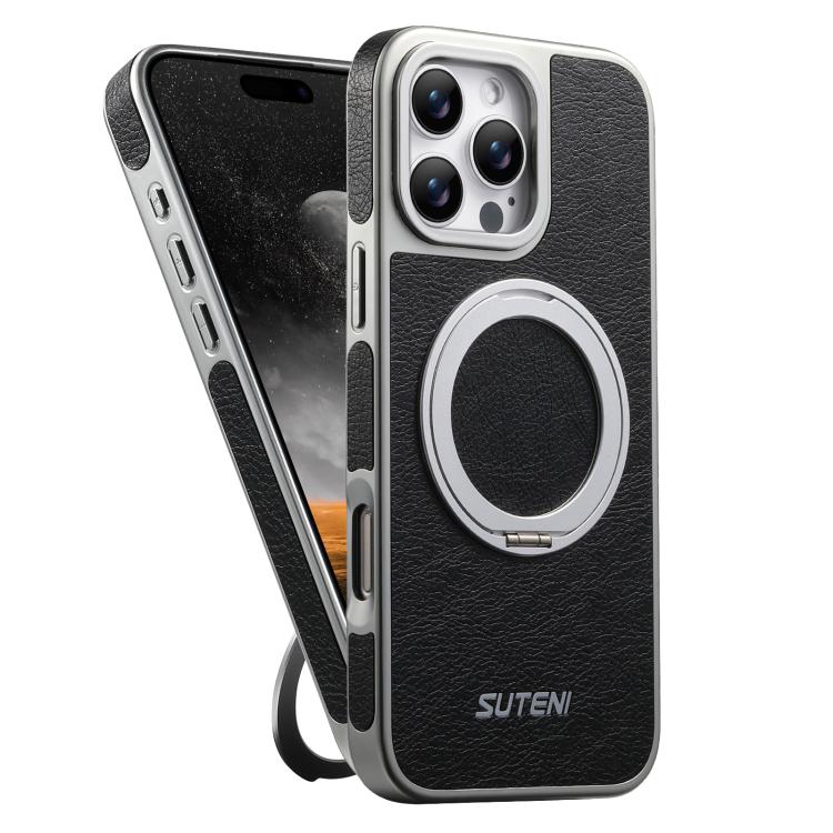 Suteni G6 크레이지 호스 텍스처 전기 도금 360도 회전 홀더 자석 휴대폰 케이스, iPhone 13 Pro Max용, iPhone 13 Pro용