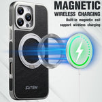 Suteni G6 크레이지 호스 텍스처 전기 도금 360도 회전 홀더 자석 휴대폰 케이스, iPhone 13 Pro Max용, iPhone 13 Pro용