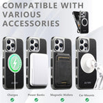Suteni G6 크레이지 호스 텍스처 전기 도금 360도 회전 홀더 자석 휴대폰 케이스, iPhone 13 Pro Max용, iPhone 13 Pro용