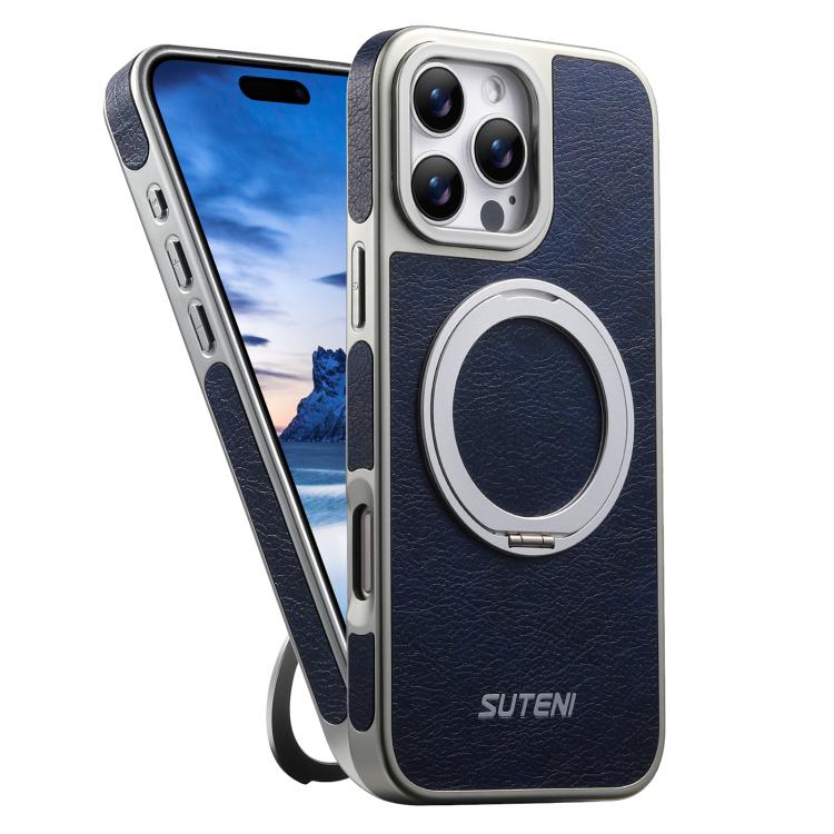 Suteni G6 크레이지 호스 텍스처 전기 도금 360도 회전 홀더 자석 휴대폰 케이스, iPhone 13 Pro Max용, iPhone 13 Pro용