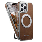 Suteni G6 크레이지 호스 텍스처 전기 도금 360도 회전 홀더 자석 휴대폰 케이스, iPhone 13 Pro Max용, iPhone 13 Pro용