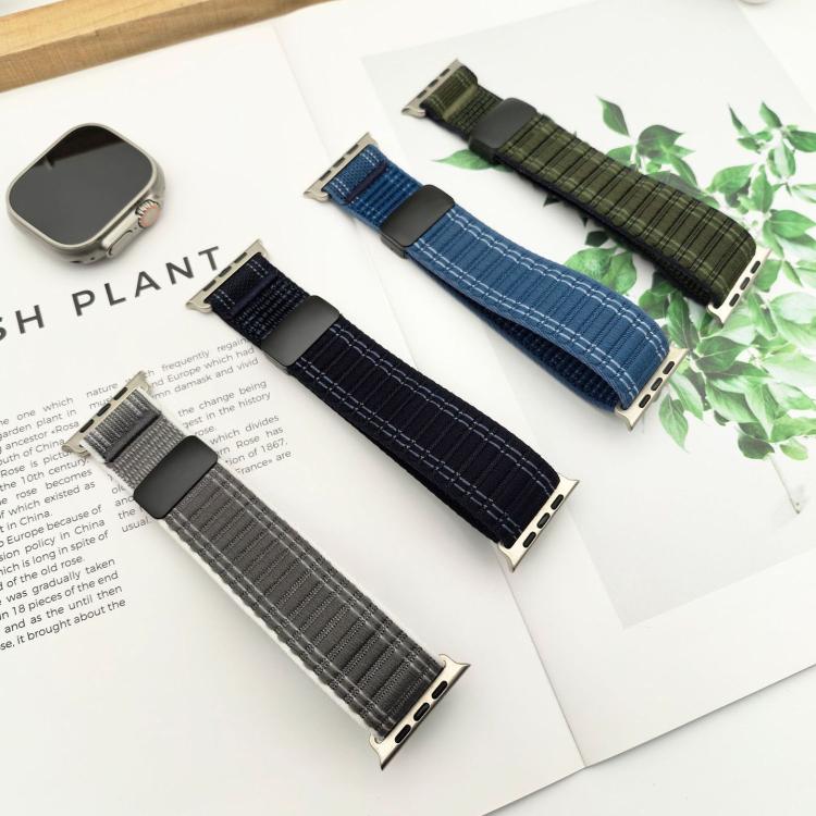자석 버클 물결 무늬 나일론 시계 밴드, 애플 워치 46mm / 49mm / 45mm / 44mm용, 애플 워치 42mm / 41mm / 40mm / 38mm용