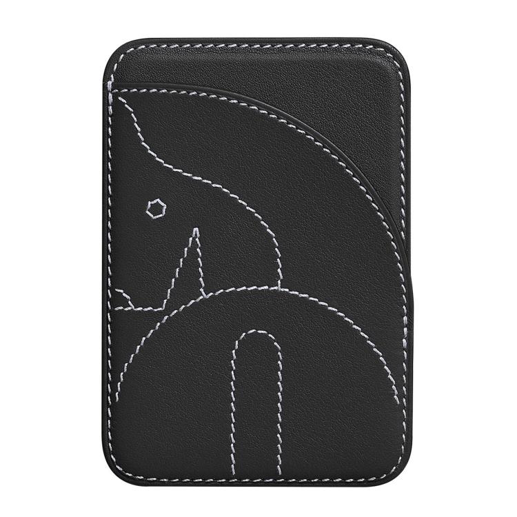 Genuine Leather Embroidered Magnetic Card Bag