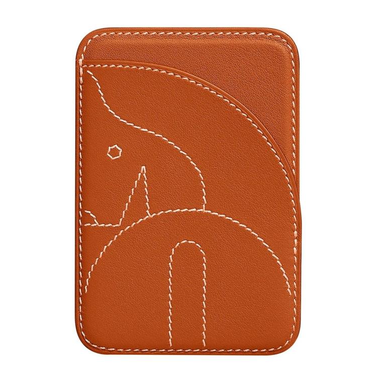 Genuine Leather Embroidered Magnetic Card Bag