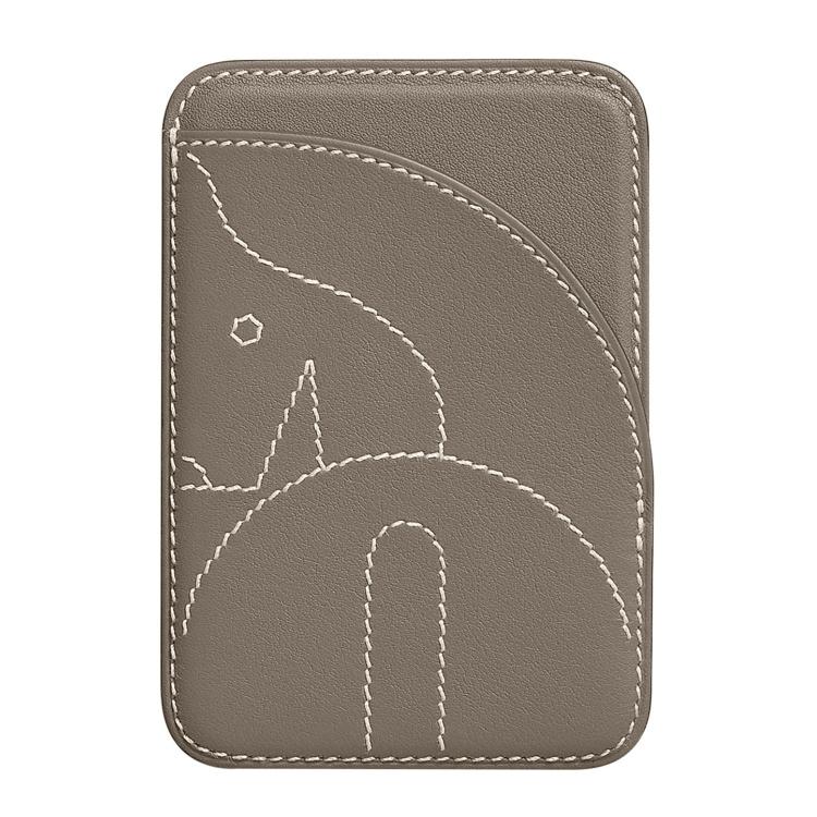 Genuine Leather Embroidered Magnetic Card Bag