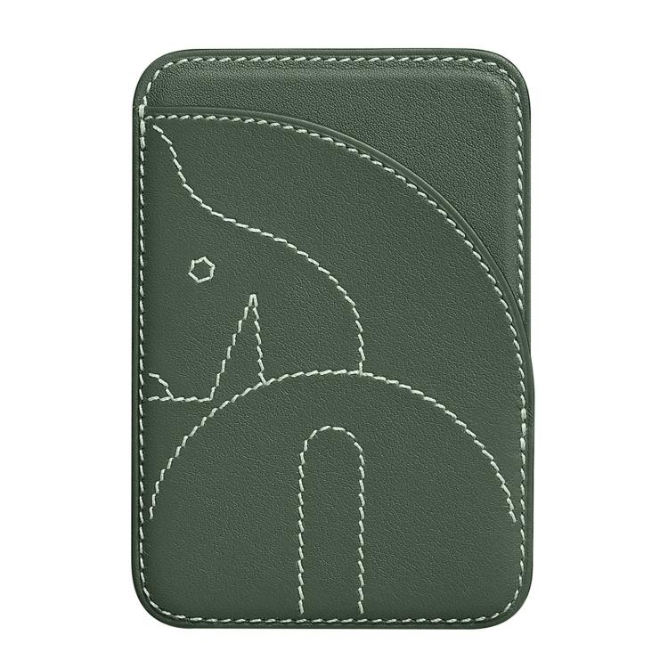 Genuine Leather Embroidered Magnetic Card Bag