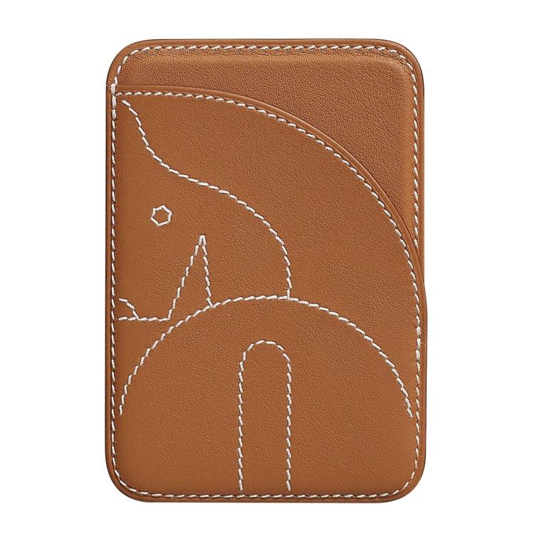 Genuine Leather Embroidered Magnetic Card Bag