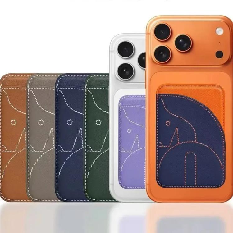 Genuine Leather Embroidered Magnetic Card Bag