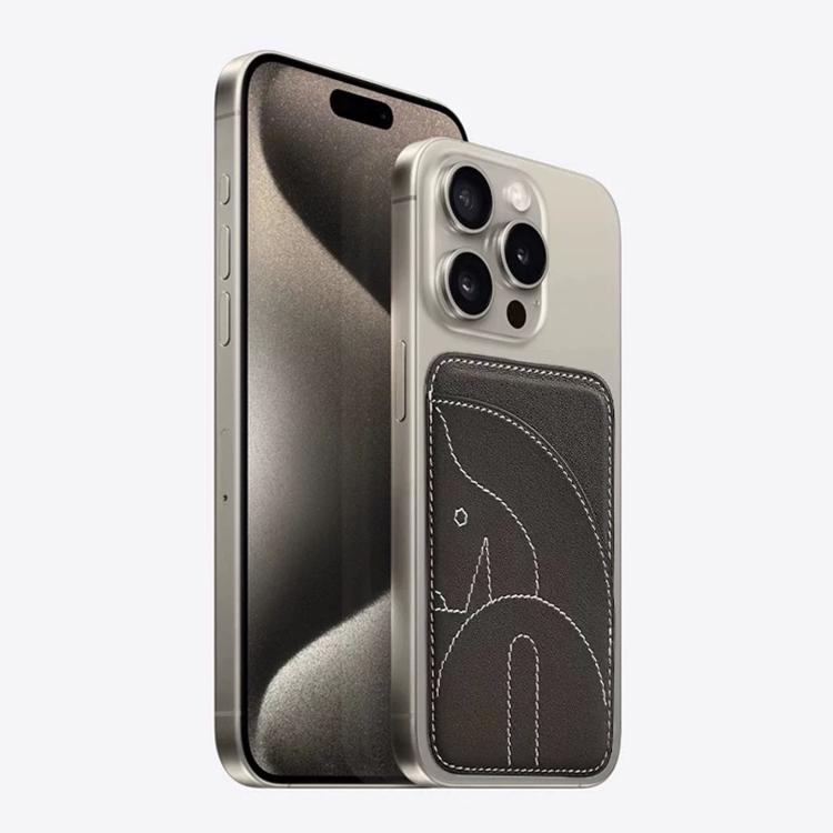 Genuine Leather Embroidered Magnetic Card Bag