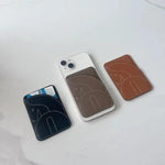 Genuine Leather Embroidered Magnetic Card Bag