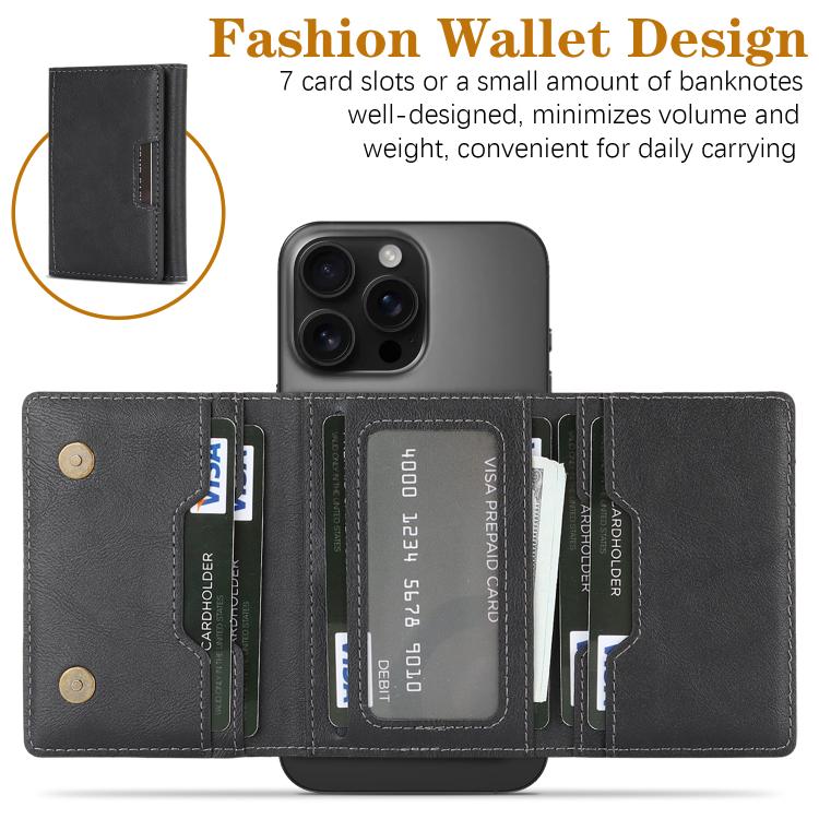 Tri-Fold Magnetic Vegan Leather Card Bag