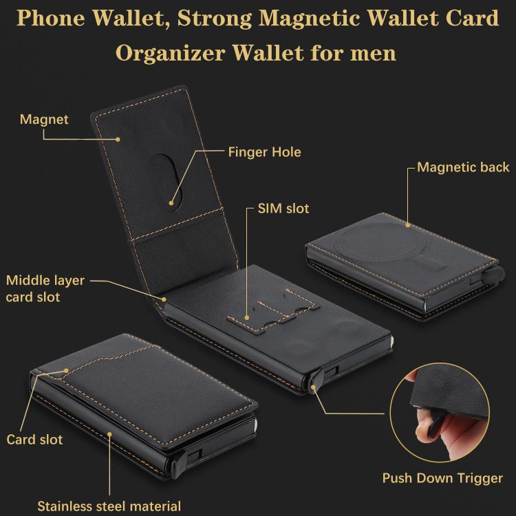 Magnetic Alloy Ring Vegan Leather Card Bag