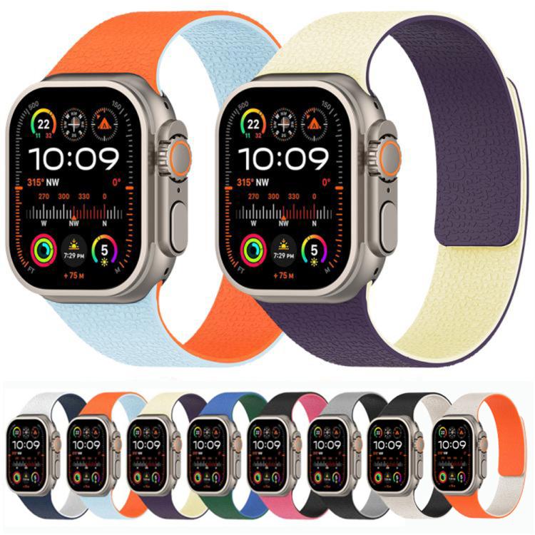 컬러 블로킹 리치 텍스처 마그네틱 실리콘 시계줄, 애플 워치 46mm / 49mm / 45mm / 44mm용, 애플 워치 42mm / 41mm / 40mm / 38mm용