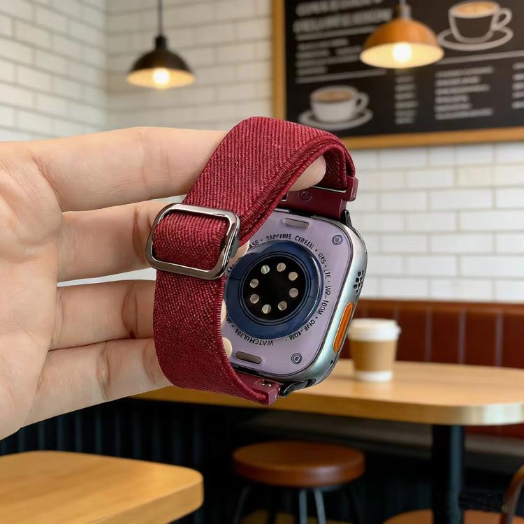 대각선 줄무늬 D링 버클 나일론 탄성 시계 밴드, 애플 워치 46mm / 49mm / 45mm / 44mm용, 애플 워치 42mm / 41mm / 40mm / 38mm용