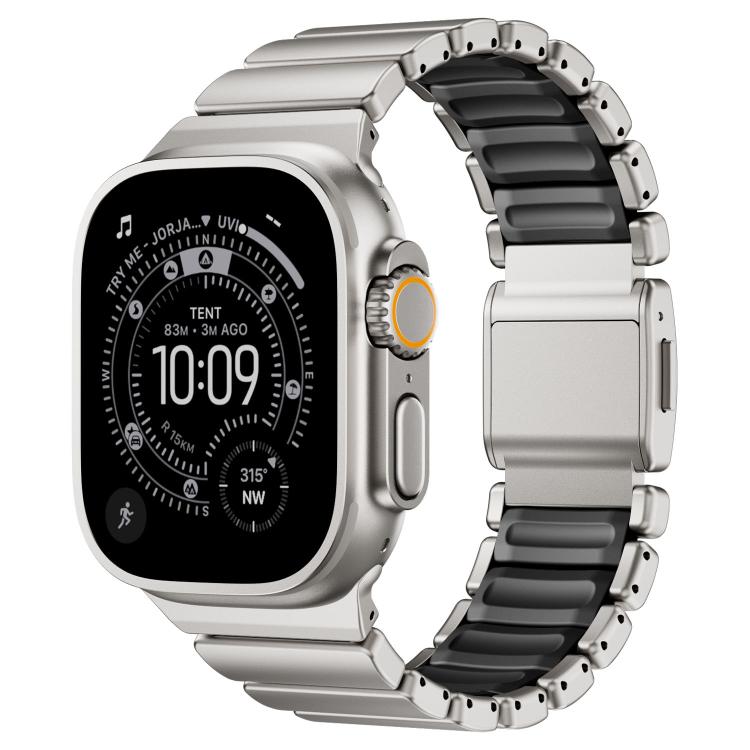 자석 버클 단일 비드 실리콘 스테인리스 스틸 시계 밴드, 애플 워치 46mm / 49mm / 45mm / 44mm용