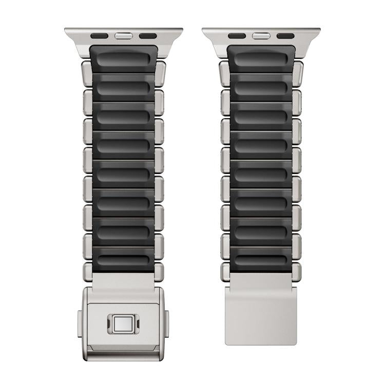 자석 버클 단일 비드 실리콘 스테인리스 스틸 시계 밴드, 애플 워치 46mm / 49mm / 45mm / 44mm용