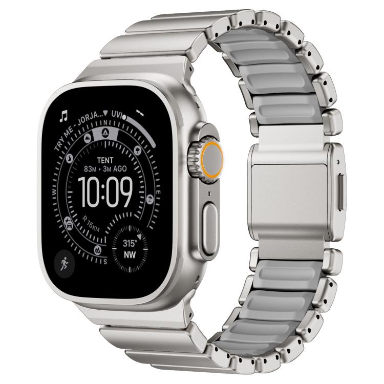 자석 버클 단일 비드 실리콘 스테인리스 스틸 시계 밴드, 애플 워치 46mm / 49mm / 45mm / 44mm용