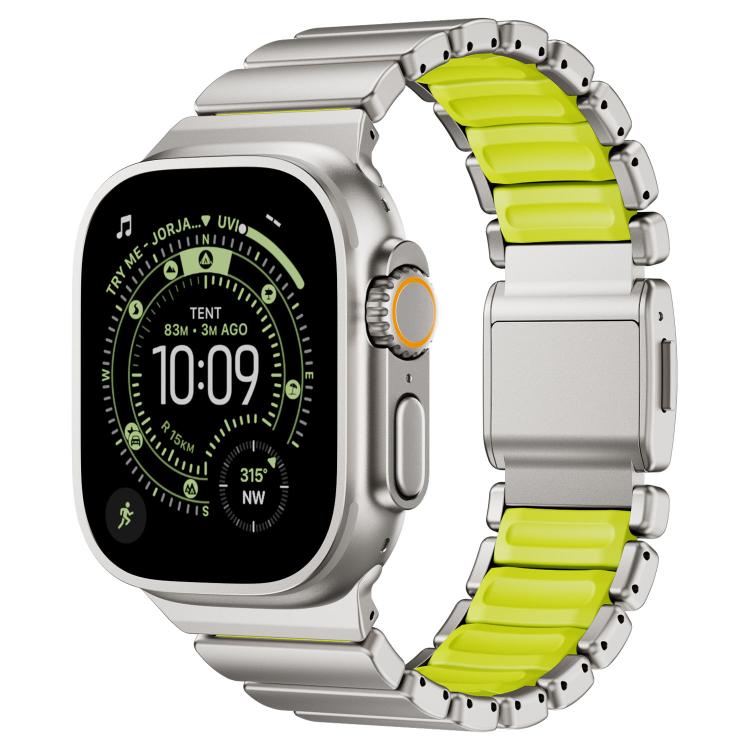 자석 버클 단일 비드 실리콘 스테인리스 스틸 시계 밴드, 애플 워치 46mm / 49mm / 45mm / 44mm용