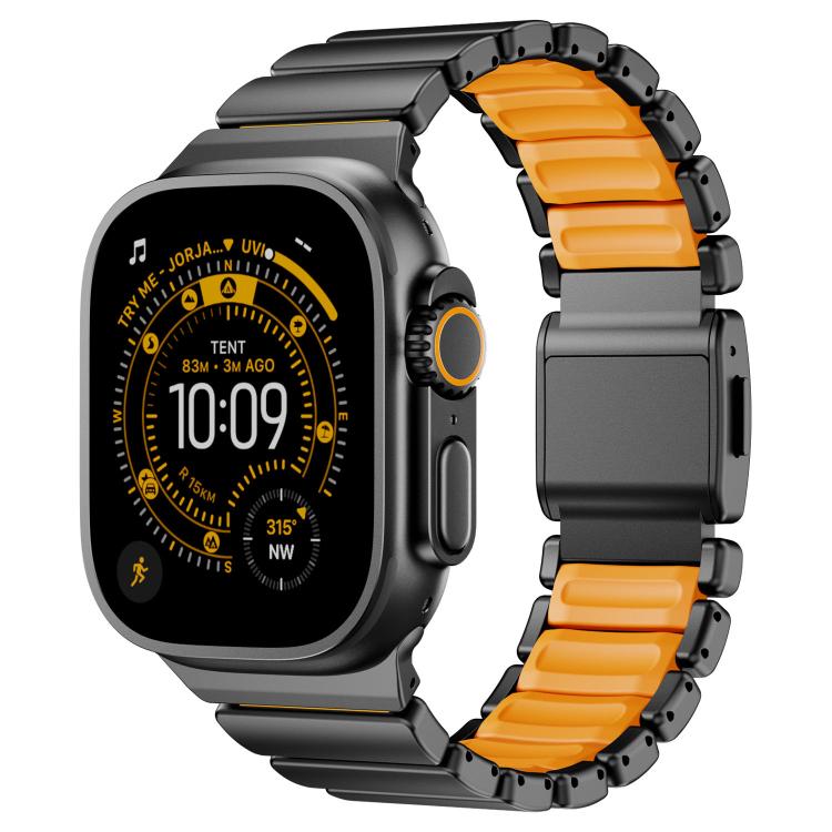 자석 버클 단일 비드 실리콘 스테인리스 스틸 시계 밴드, 애플 워치 46mm / 49mm / 45mm / 44mm용