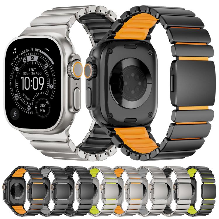 자석 버클 단일 비드 실리콘 스테인리스 스틸 시계 밴드, 애플 워치 46mm / 49mm / 45mm / 44mm용