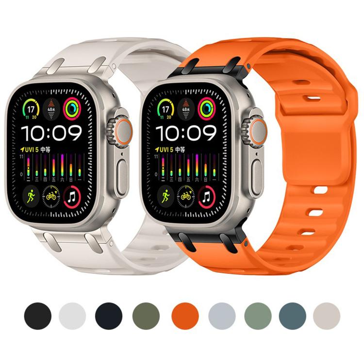 맞춤형 스텝 스타일 단색 실리콘 시계 밴드, 애플 워치 49mm / 46mm / 45mm / 44mm용