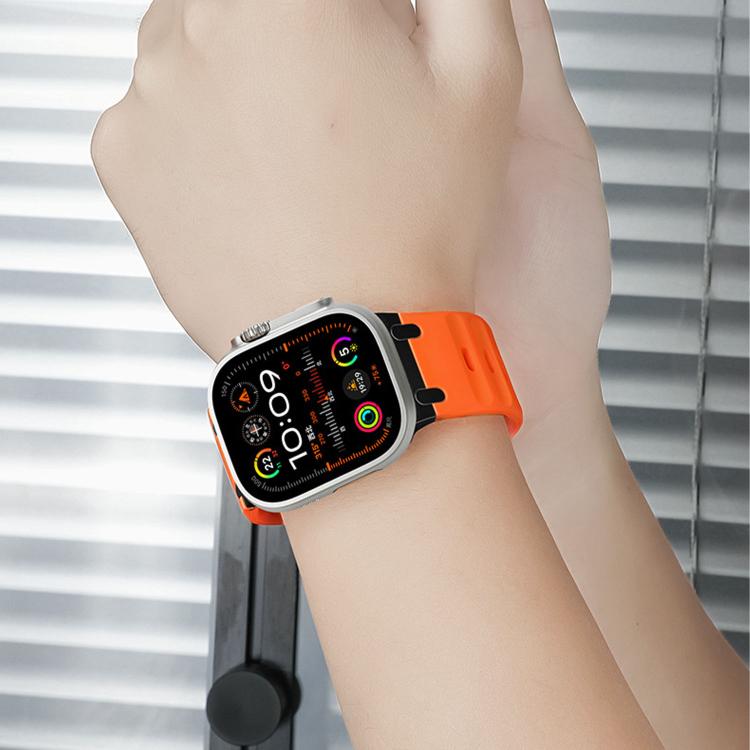 맞춤형 스텝 스타일 단색 실리콘 시계 밴드, 애플 워치 49mm / 46mm / 45mm / 44mm용