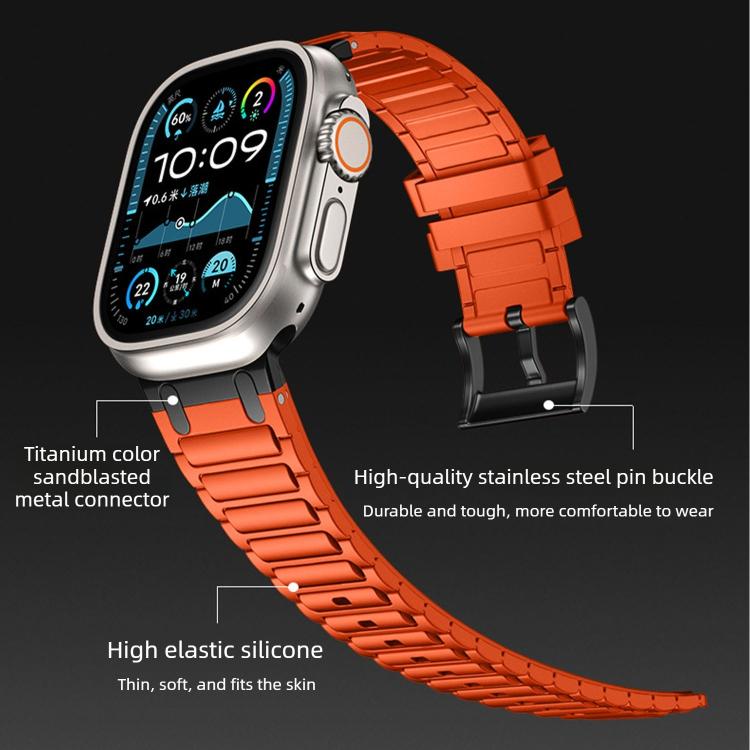 강화된 I자형 텍스처 실리콘 시계 밴드, 애플 워치 49mm / 46mm / 45mm / 44mm용, 애플 워치 42mm / 41mm / 40mm / 38mm용