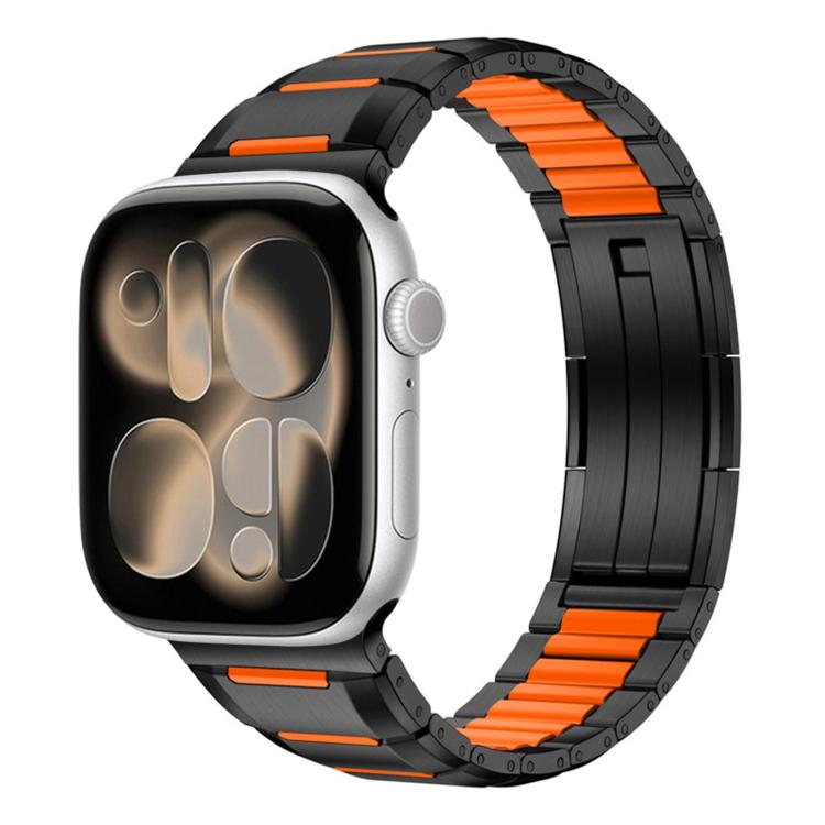 다면 고무 인레이 스테인리스 스틸 시계 밴드, 애플 워치 46mm / 49mm / 45mm / 44mm용, 애플 워치 42mm / 41mm / 40mm / 38mm용