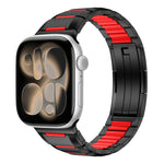 다면 고무 인레이 스테인리스 스틸 시계 밴드, 애플 워치 46mm / 49mm / 45mm / 44mm용, 애플 워치 42mm / 41mm / 40mm / 38mm용