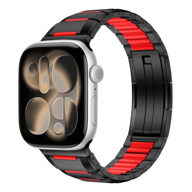 다면 고무 인레이 스테인리스 스틸 시계 밴드, 애플 워치 46mm / 49mm / 45mm / 44mm용, 애플 워치 42mm / 41mm / 40mm / 38mm용