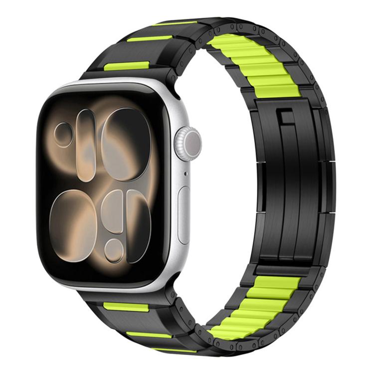 다면 고무 인레이 스테인리스 스틸 시계 밴드, 애플 워치 46mm / 49mm / 45mm / 44mm용, 애플 워치 42mm / 41mm / 40mm / 38mm용