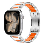 다면 고무 인레이 스테인리스 스틸 시계 밴드, 애플 워치 46mm / 49mm / 45mm / 44mm용, 애플 워치 42mm / 41mm / 40mm / 38mm용
