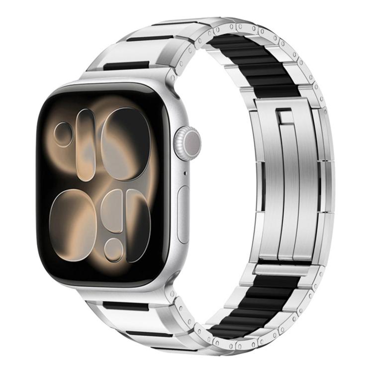 다면 고무 인레이 스테인리스 스틸 시계 밴드, 애플 워치 46mm / 49mm / 45mm / 44mm용, 애플 워치 42mm / 41mm / 40mm / 38mm용