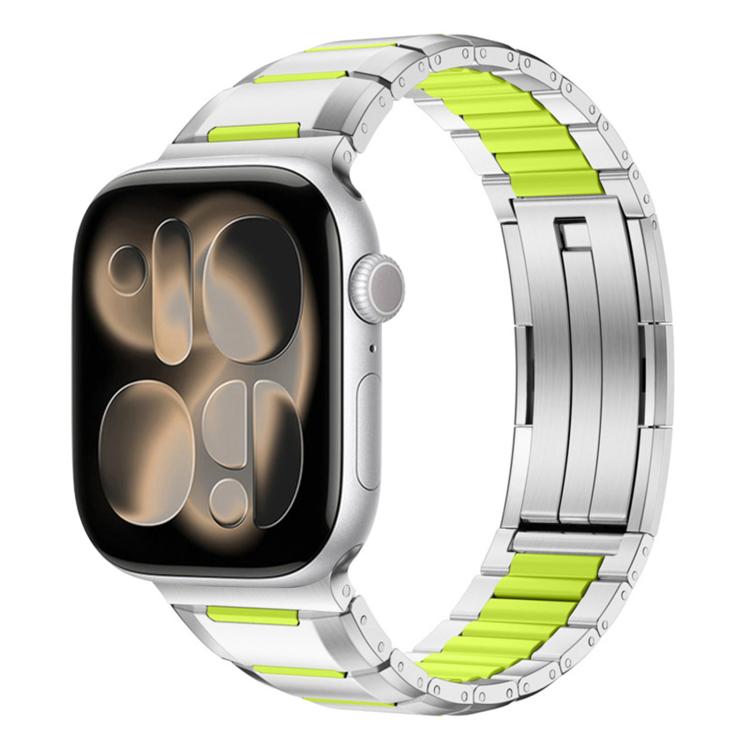 다면 고무 인레이 스테인리스 스틸 시계 밴드, 애플 워치 46mm / 49mm / 45mm / 44mm용, 애플 워치 42mm / 41mm / 40mm / 38mm용