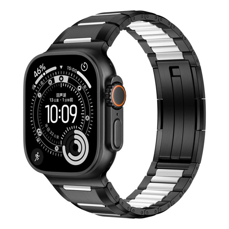 다면 고무 인레이 스테인리스 스틸 시계 밴드, 애플 워치 46mm / 49mm / 45mm / 44mm용, 애플 워치 42mm / 41mm / 40mm / 38mm용