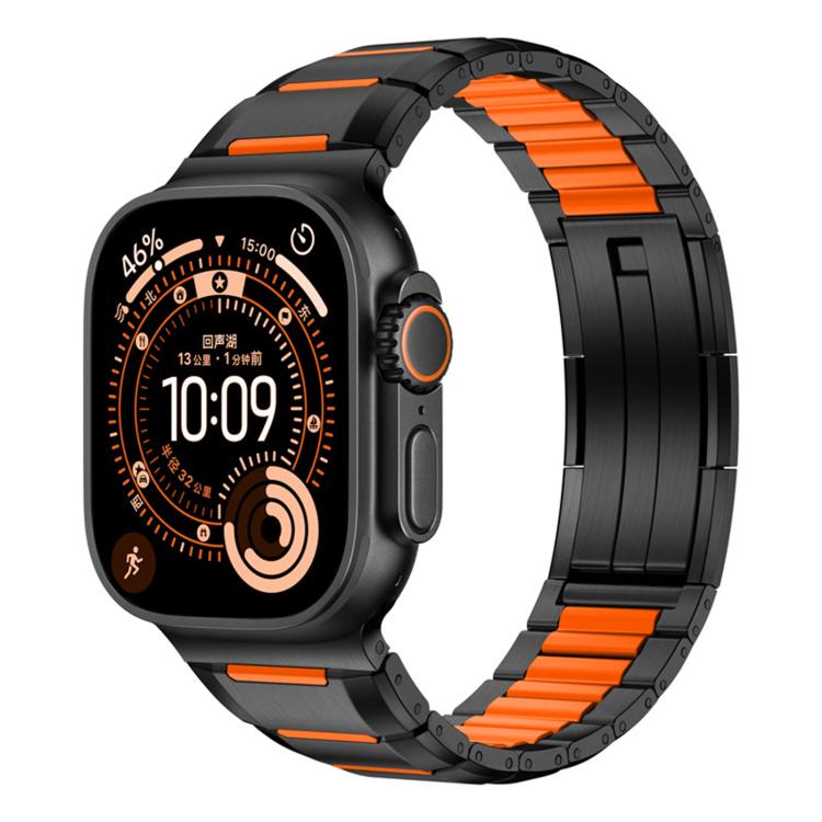 다면 고무 인레이 스테인리스 스틸 시계 밴드, 애플 워치 46mm / 49mm / 45mm / 44mm용, 애플 워치 42mm / 41mm / 40mm / 38mm용