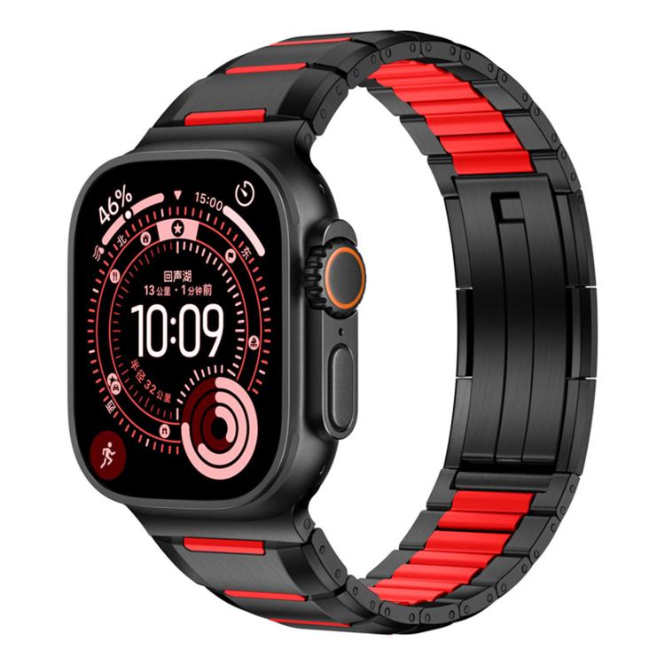 다면 고무 인레이 스테인리스 스틸 시계 밴드, 애플 워치 46mm / 49mm / 45mm / 44mm용, 애플 워치 42mm / 41mm / 40mm / 38mm용