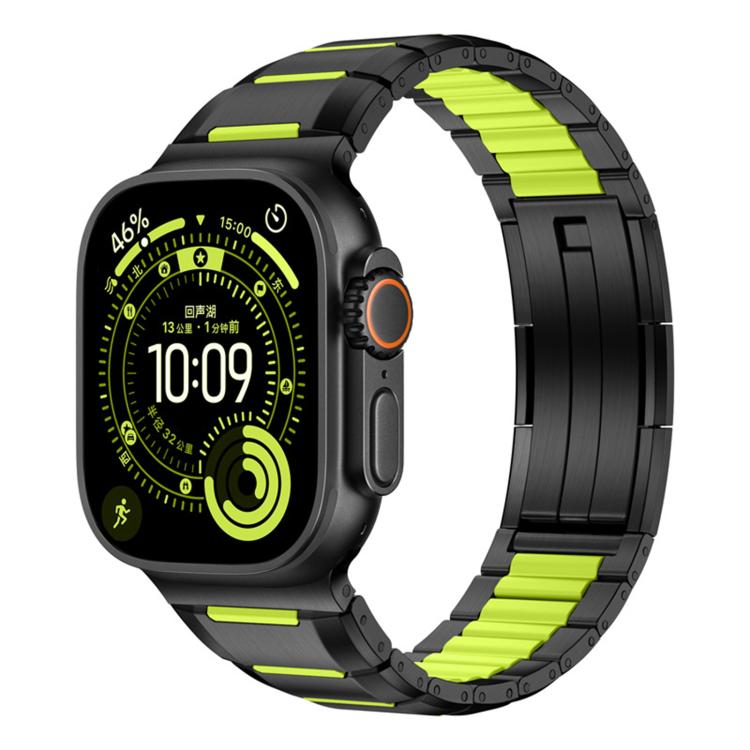 다면 고무 인레이 스테인리스 스틸 시계 밴드, 애플 워치 46mm / 49mm / 45mm / 44mm용, 애플 워치 42mm / 41mm / 40mm / 38mm용