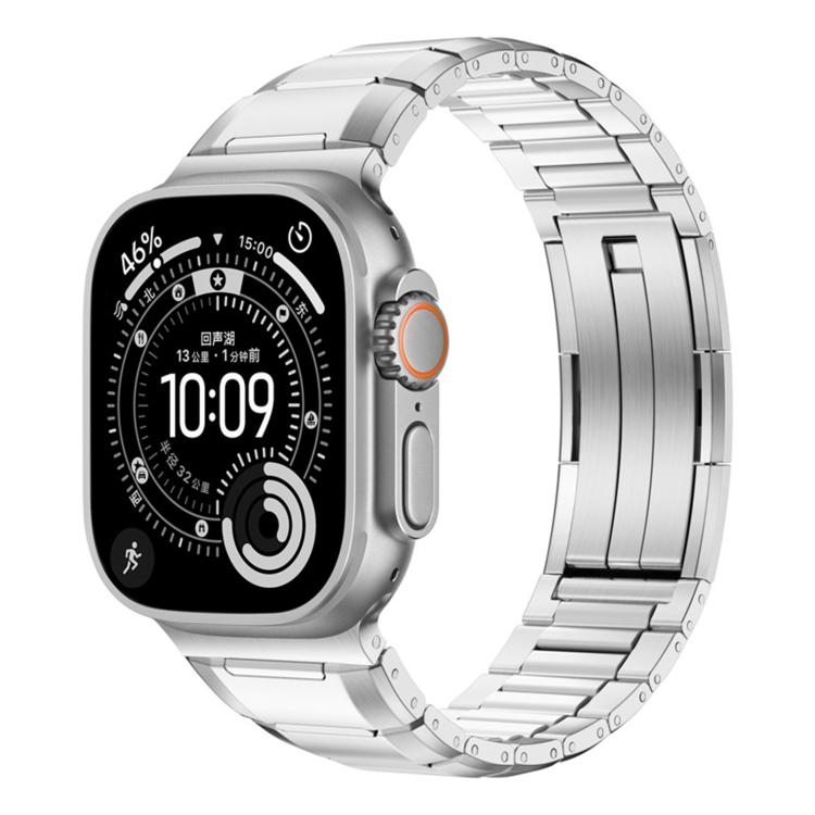 다면 고무 인레이 스테인리스 스틸 시계 밴드, 애플 워치 46mm / 49mm / 45mm / 44mm용, 애플 워치 42mm / 41mm / 40mm / 38mm용