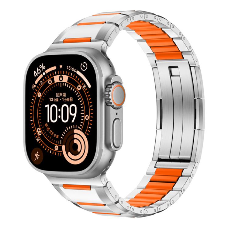 다면 고무 인레이 스테인리스 스틸 시계 밴드, 애플 워치 46mm / 49mm / 45mm / 44mm용, 애플 워치 42mm / 41mm / 40mm / 38mm용