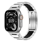 다면 고무 인레이 스테인리스 스틸 시계 밴드, 애플 워치 46mm / 49mm / 45mm / 44mm용, 애플 워치 42mm / 41mm / 40mm / 38mm용