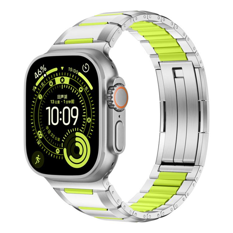 다면 고무 인레이 스테인리스 스틸 시계 밴드, 애플 워치 46mm / 49mm / 45mm / 44mm용, 애플 워치 42mm / 41mm / 40mm / 38mm용