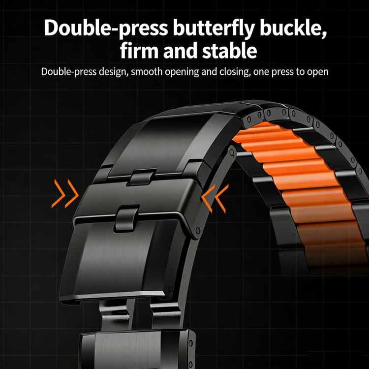 다면 고무 인레이 스테인리스 스틸 시계 밴드, 애플 워치 46mm / 49mm / 45mm / 44mm용, 애플 워치 42mm / 41mm / 40mm / 38mm용