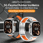 다면 고무 인레이 스테인리스 스틸 시계 밴드, 애플 워치 46mm / 49mm / 45mm / 44mm용, 애플 워치 42mm / 41mm / 40mm / 38mm용